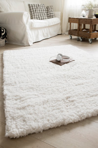 Hochflor Teppich Shaggy Langflorteppich Weiss Creme von Reinkemeier-Rietberg